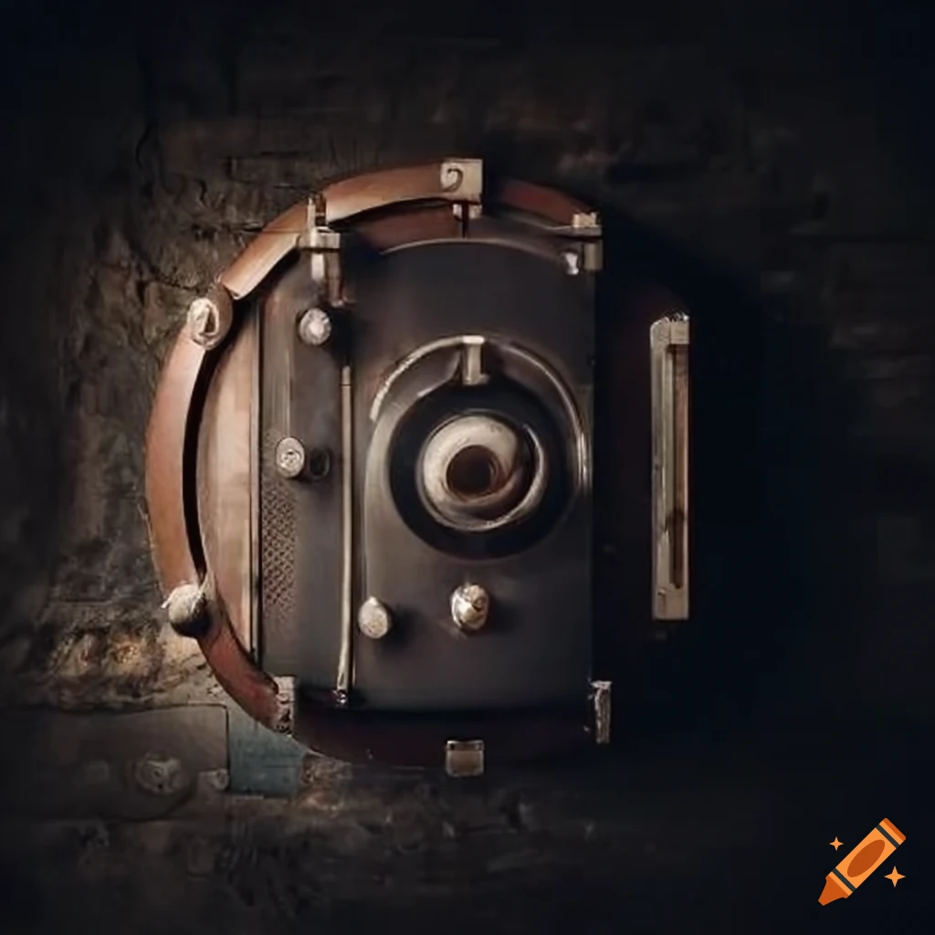 Image of a steel safe in an underground chamber
