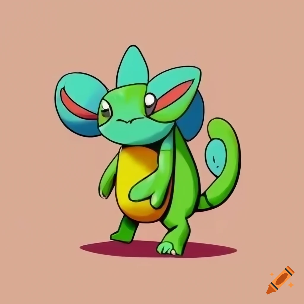 pokemon-style flower chameleon illustration