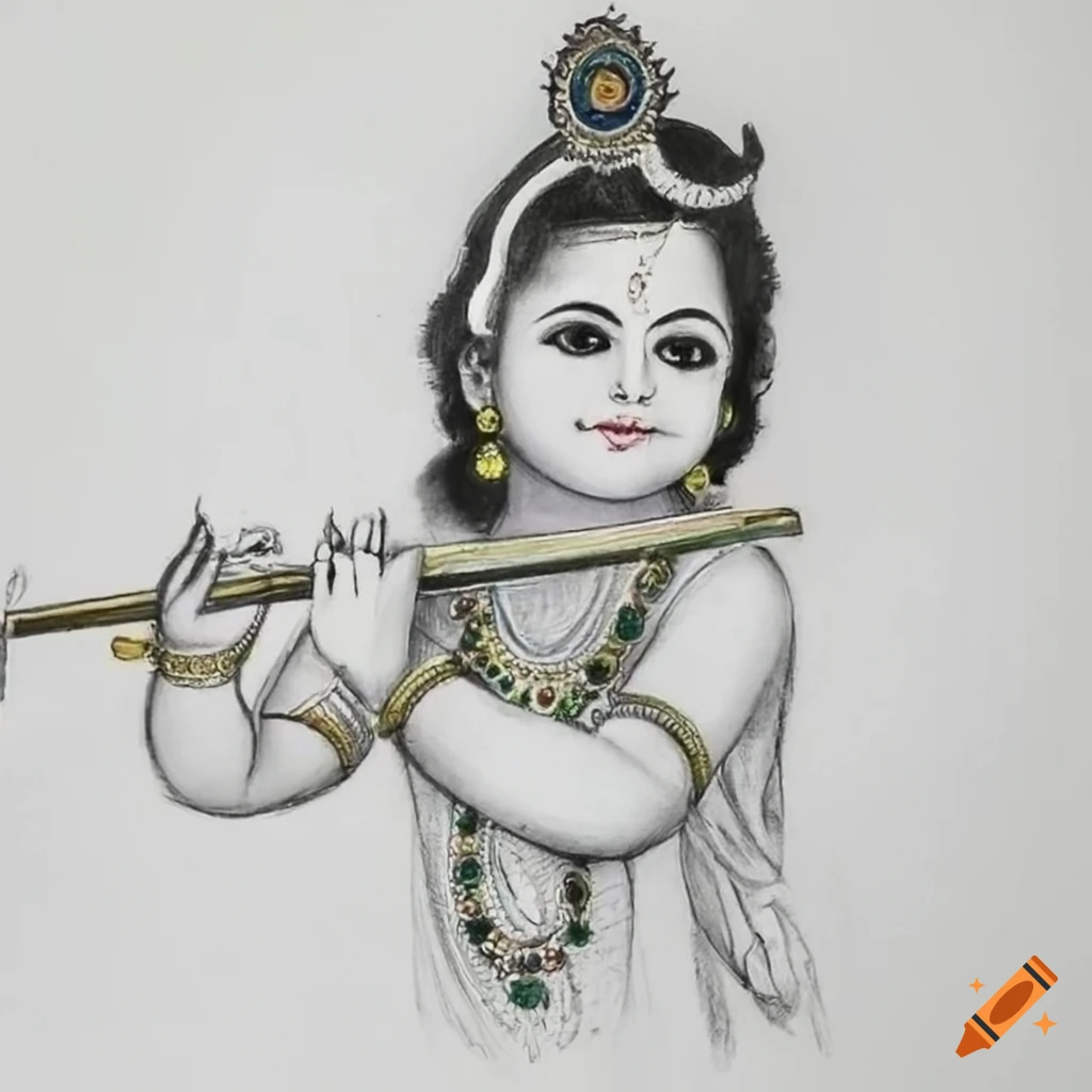 Lord Krishna Playing Bansuri Flute Isolated On Background Happy Janmashtami  Holiday Festival Hand Drawn Design Vector Stock Illustration - Download  Image Now - iStock