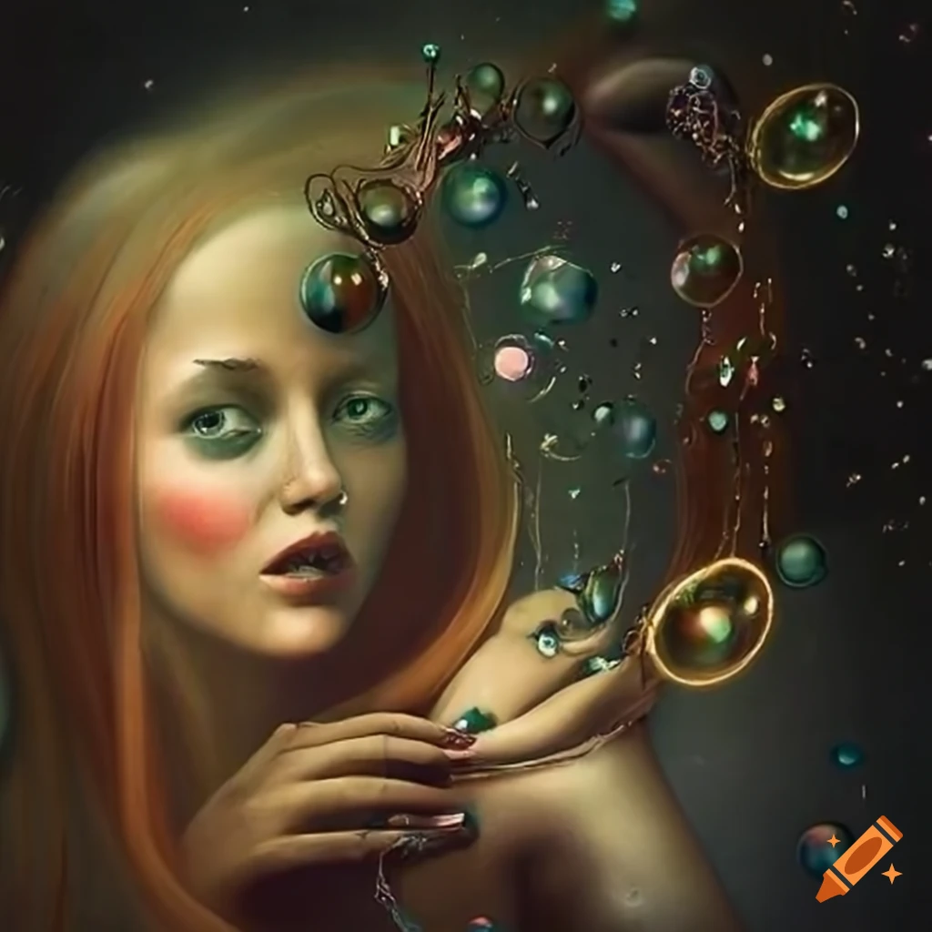 Surreal art nouveau painting of a dancing automaton in fantasyland on