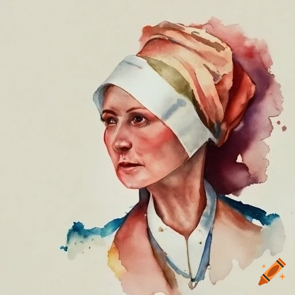 watercolor painting of a British nurse