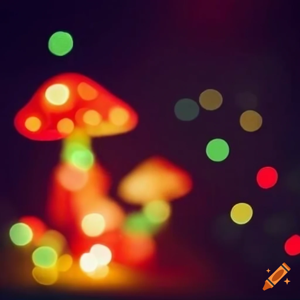 bokeh lights shaped like mushrooms