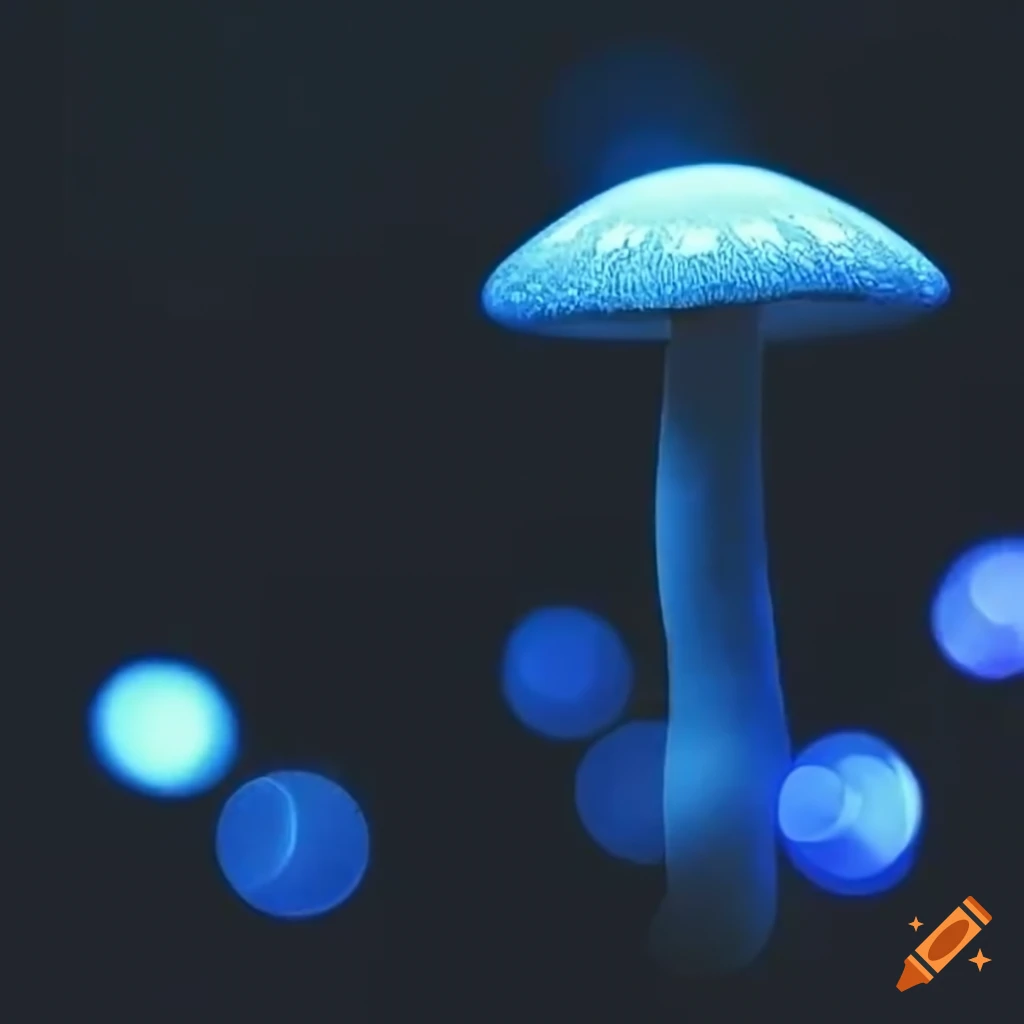 bokeh of glowing mushrooms in the forest