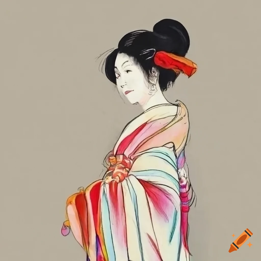 manga sketch of a Japanese woman in white