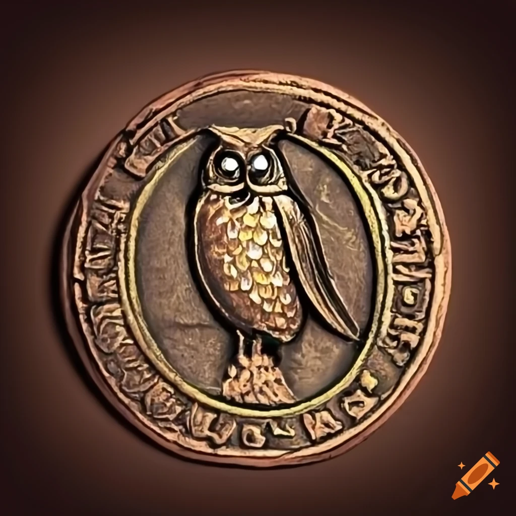 ancient coin featuring an owl
