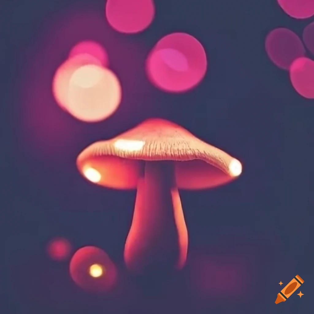 close-up of glowing mushrooms with bokeh effect
