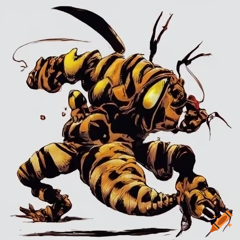 colorful manga illustration of a hornet monster