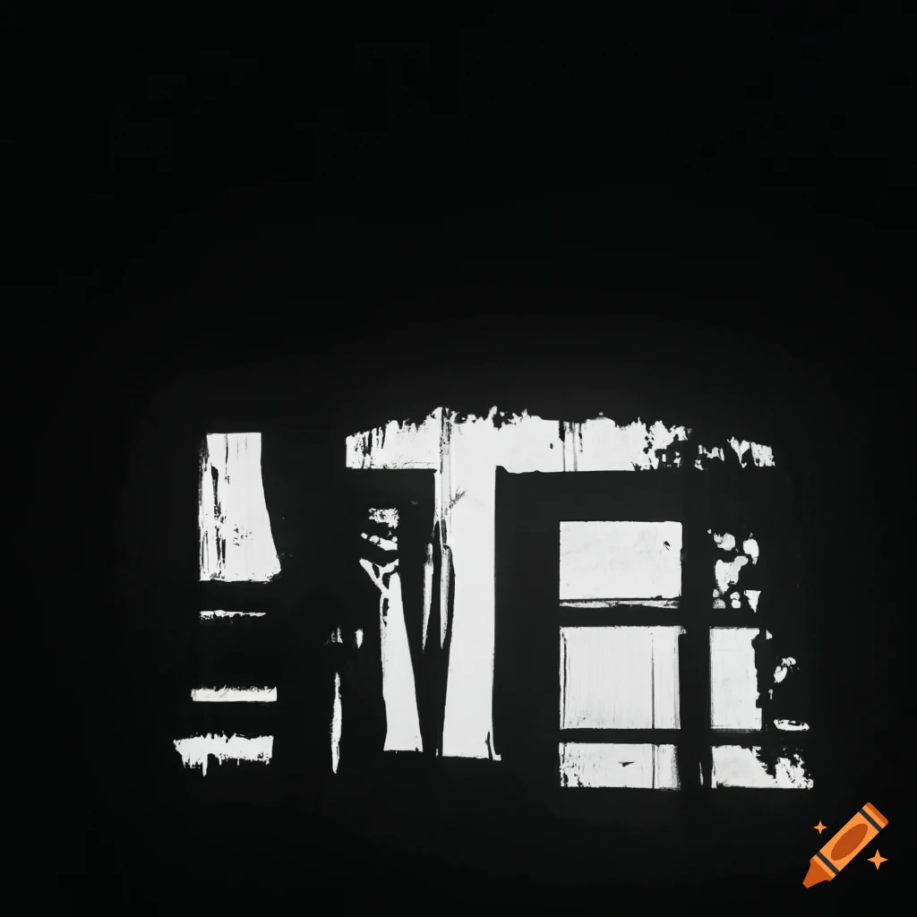 silhouette of a burnt house on a wall