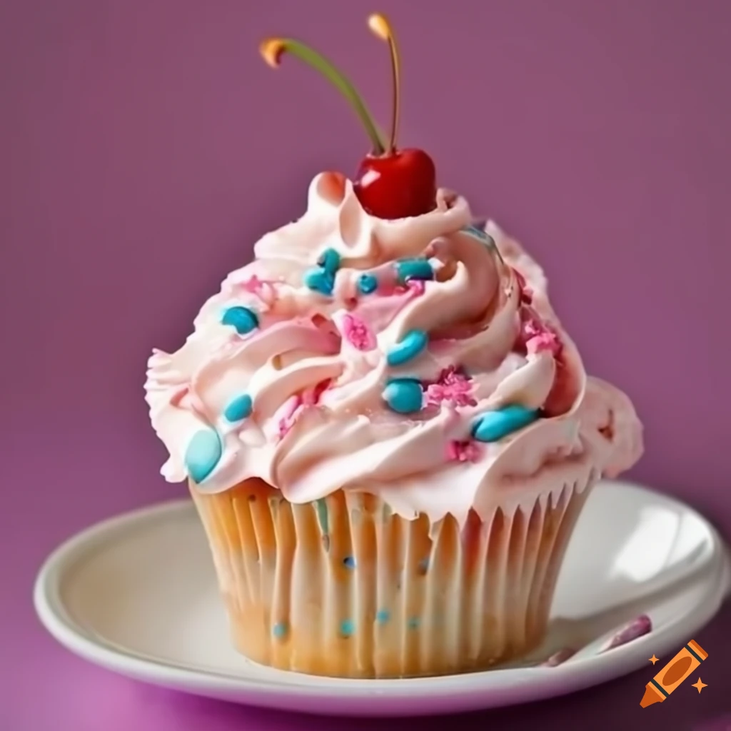 Delicious Cupcake With Whipped Cream And Sprinkles 