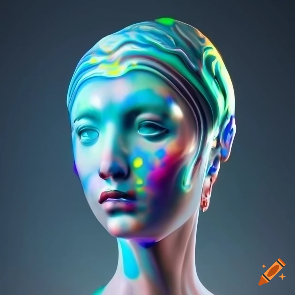 Photo-realistic marble sculpture with vibrant colors