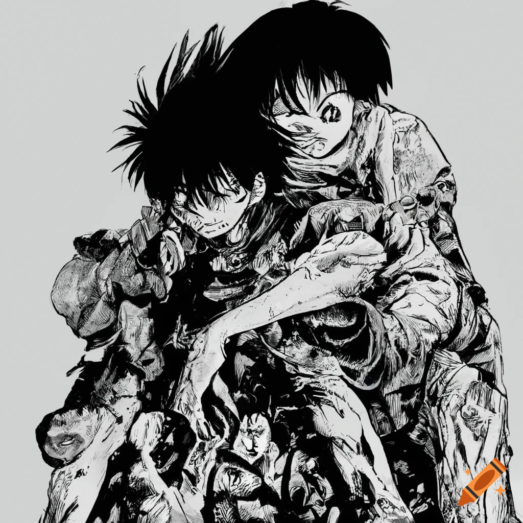 black and white manga illustration of a strange creature