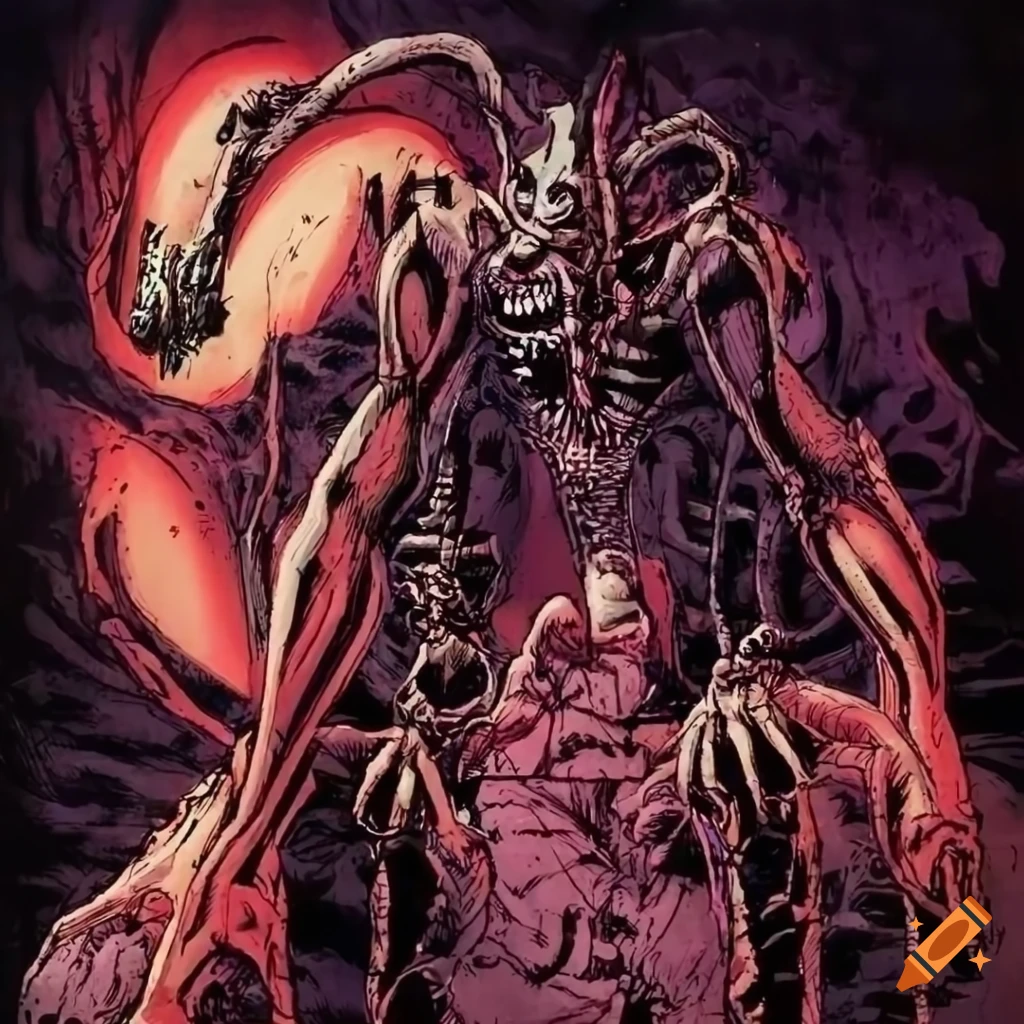 dark manga illustration of a demonic preying mantis