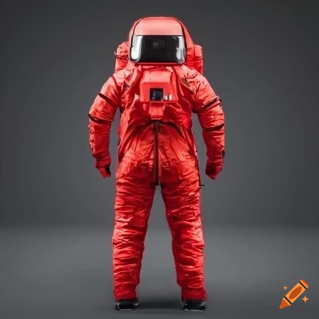 Orange reflective rubber morph suit on Craiyon
