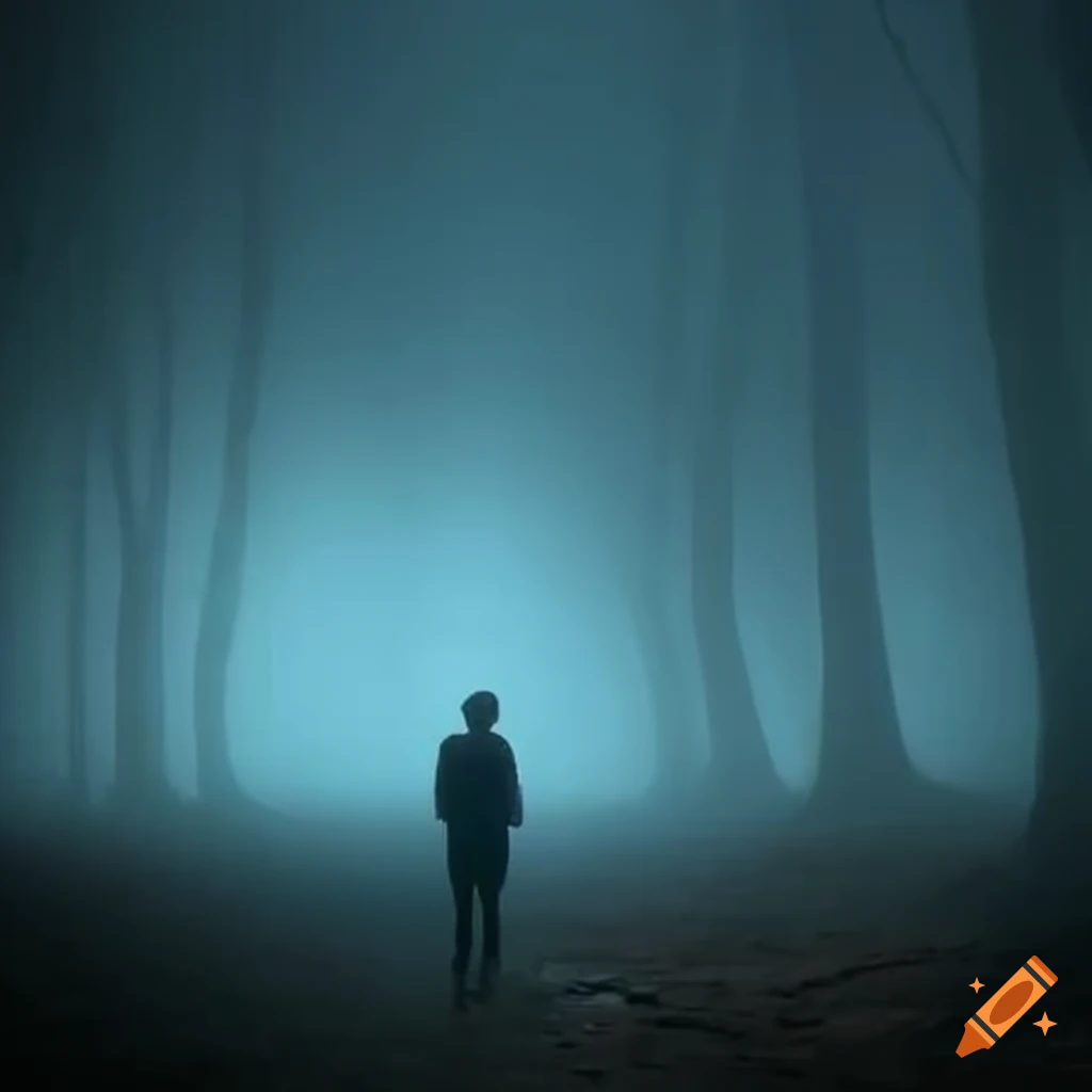 man vanishing into the fog