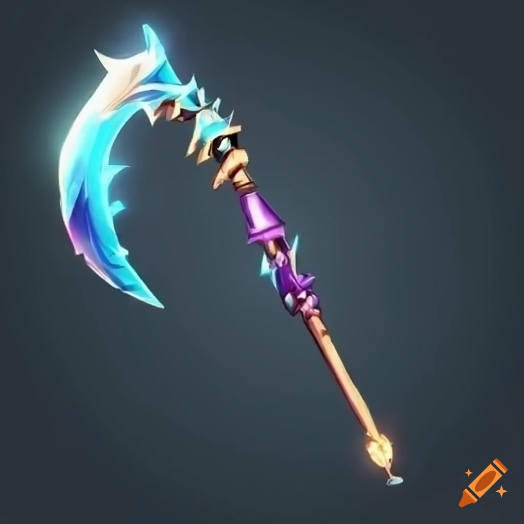 Exaggerated and anime style elemental sword and scythe