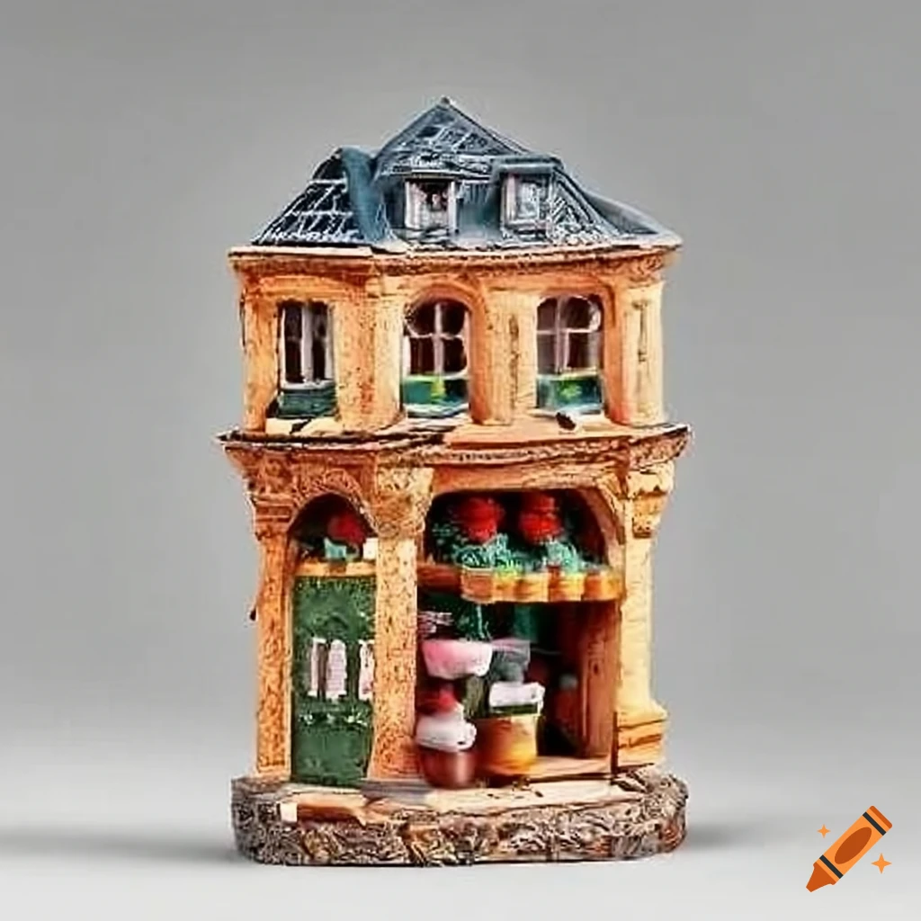 miniature Parisian flower shop with turrets
