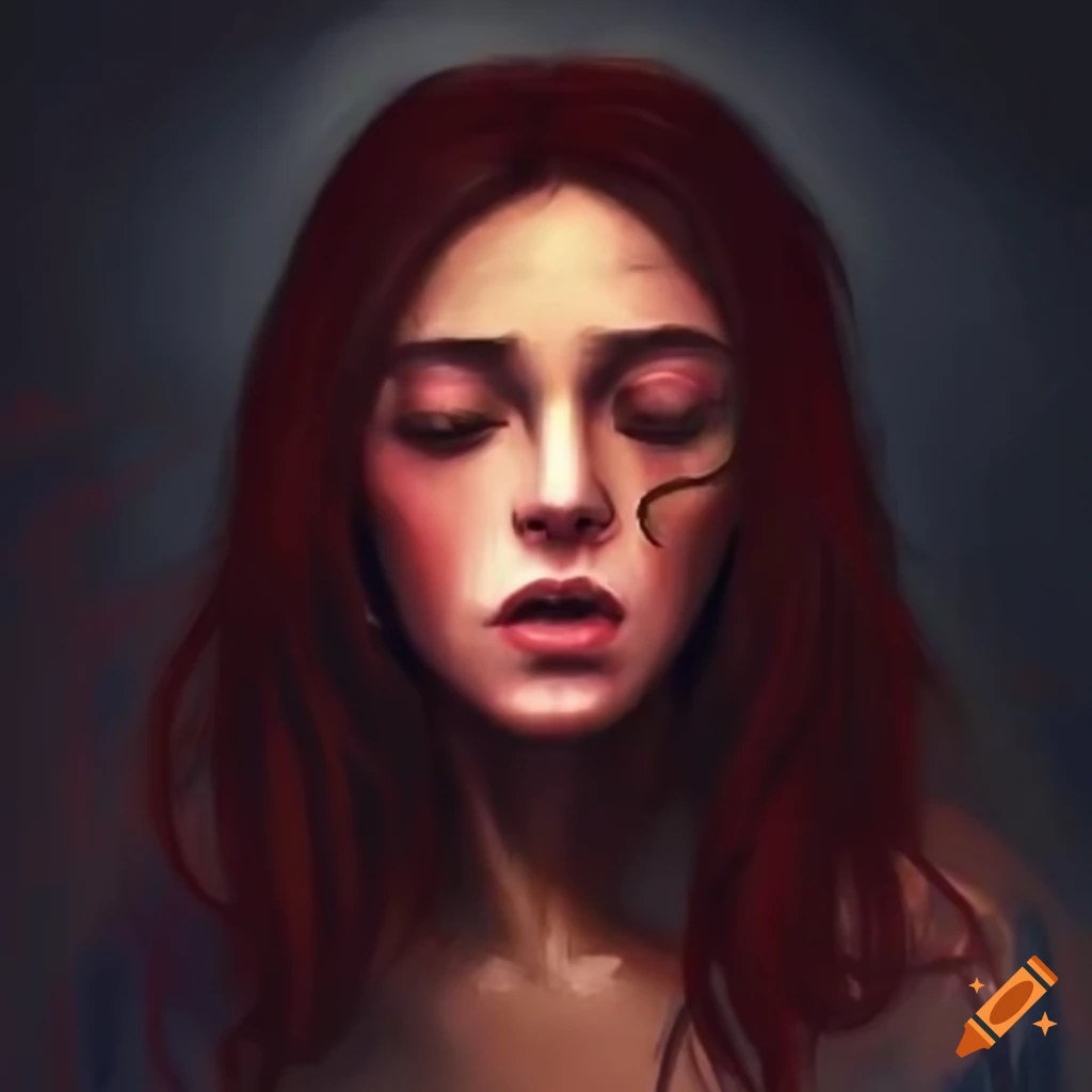 artistic portrait of a girl with poetic lines