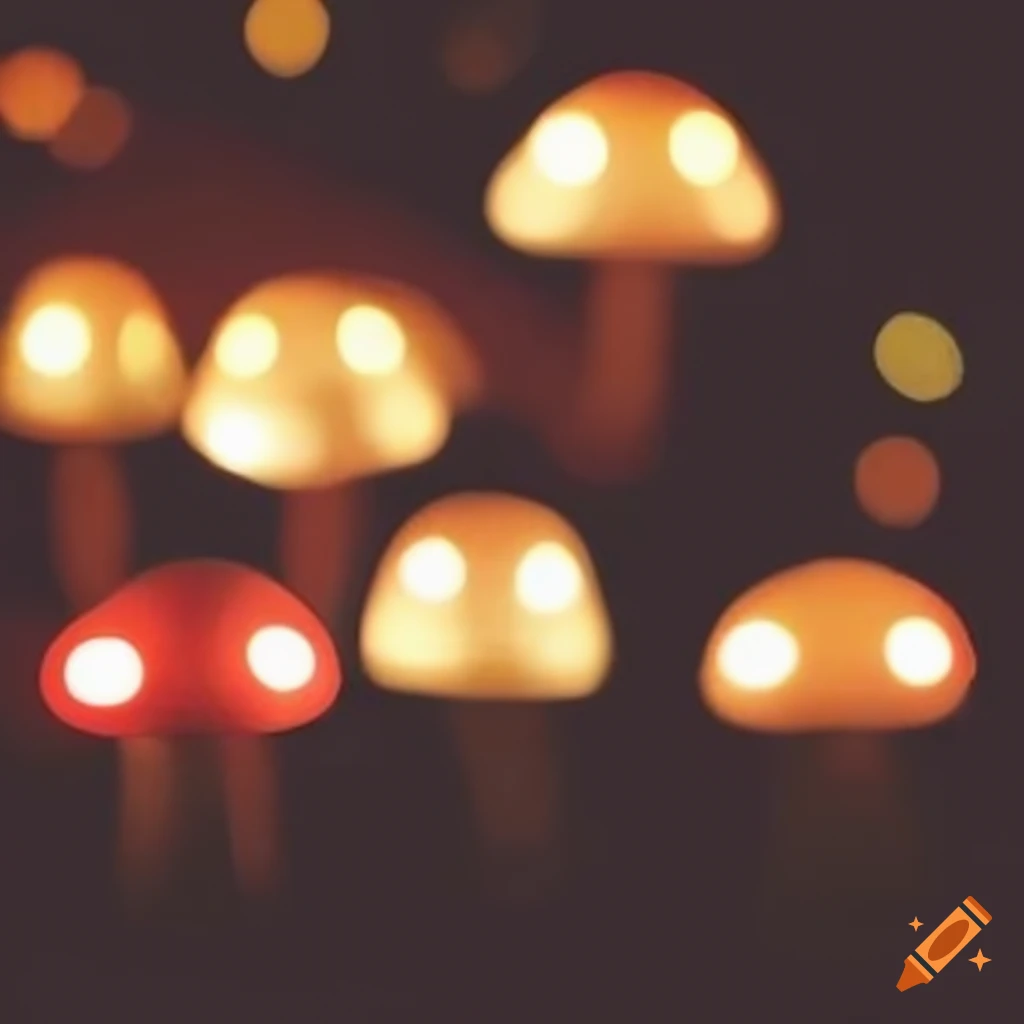 bokeh lights in the shape of mushrooms
