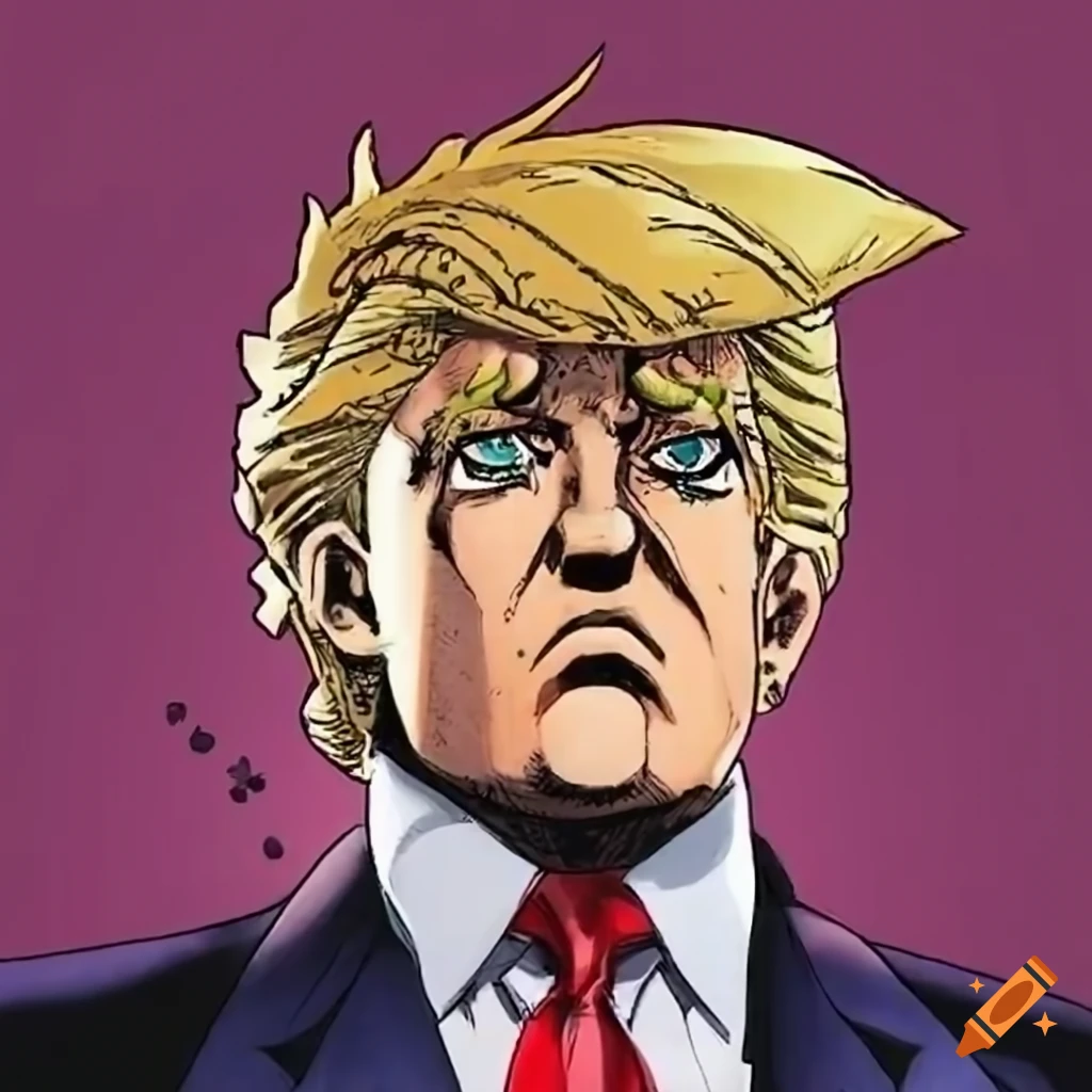 Donald trump as jotaro kujo in jojo's bizarre