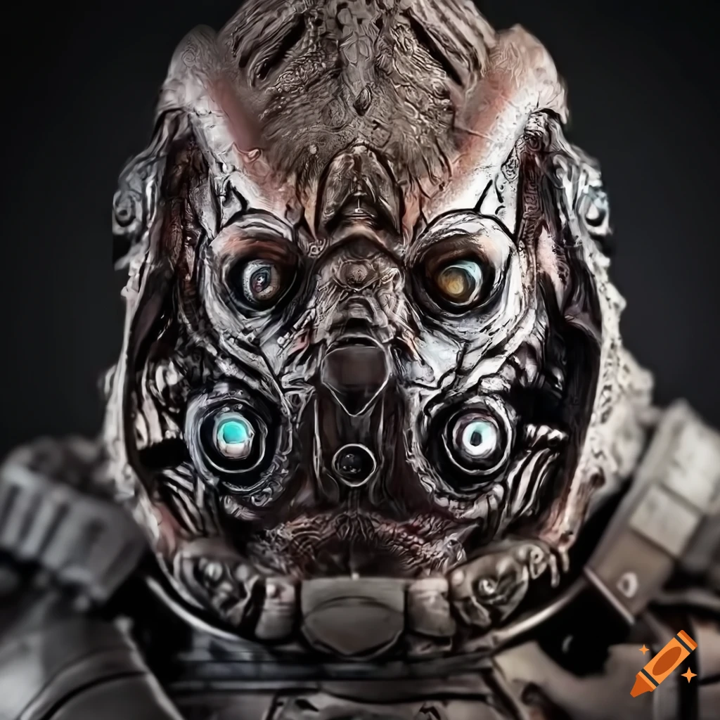 sci-fi humanoid creature with bio mechanical armor