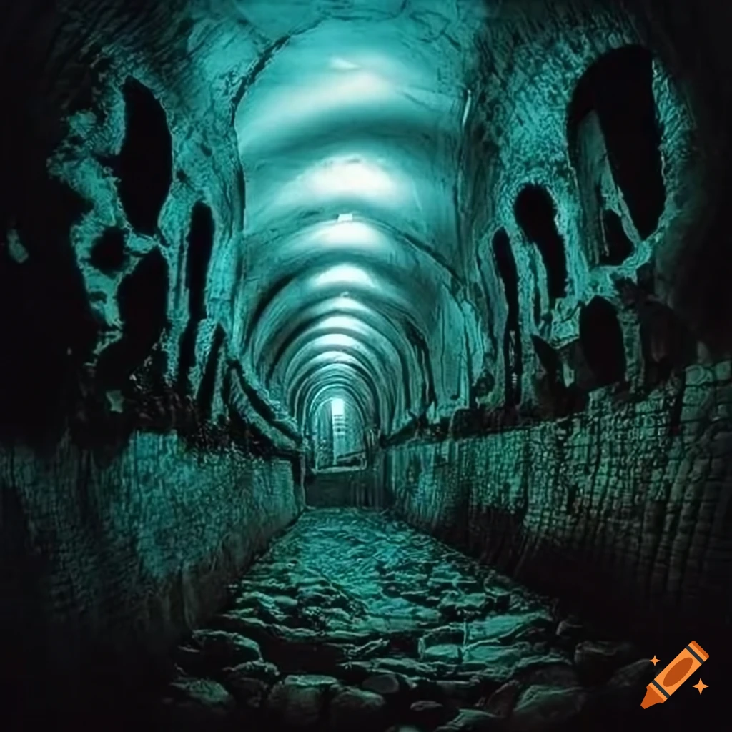 Dark catacomb tunnel on Craiyon