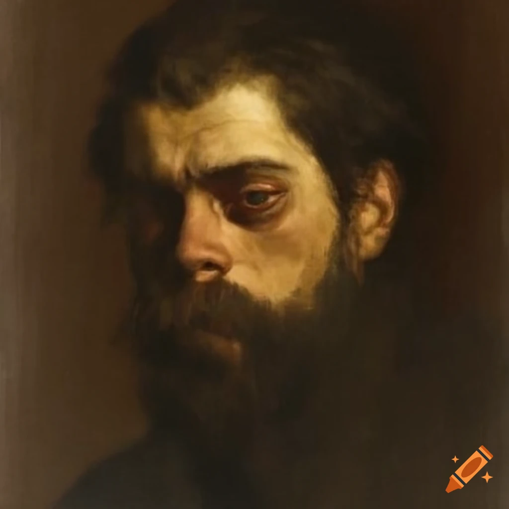 dark painting of a man by Frank Duveneck
