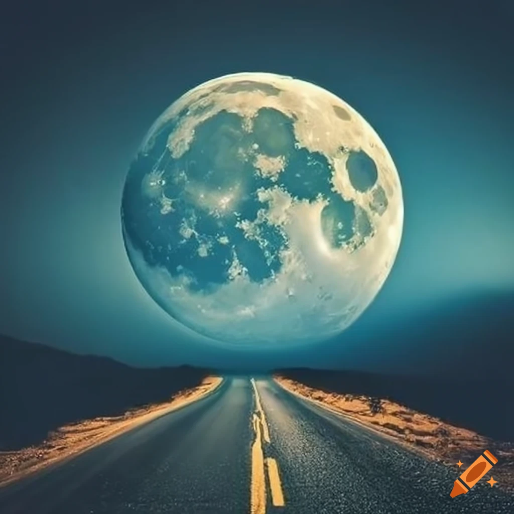 Road leading to the moon on Craiyon