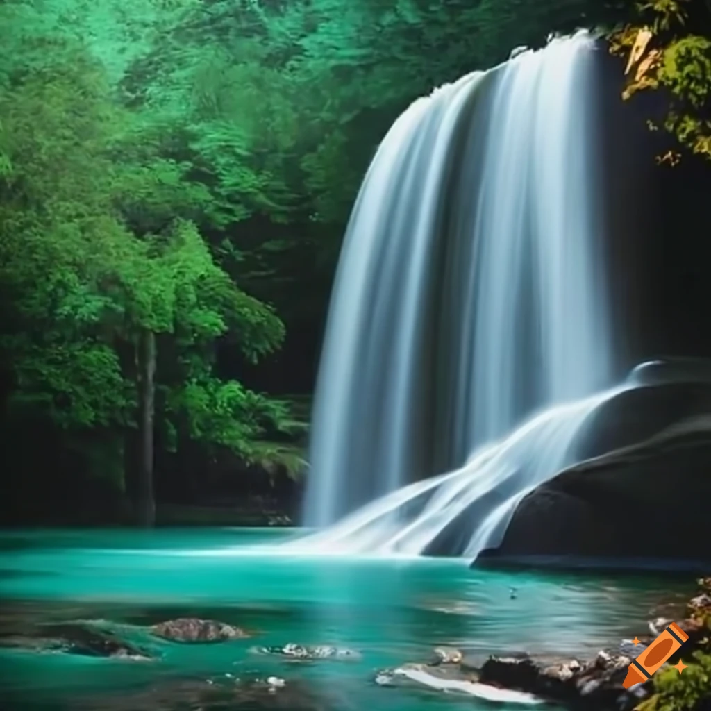 Stunning waterfall on Craiyon