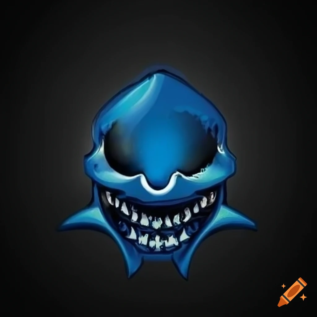 logo pirate with blue and black colors and a shark