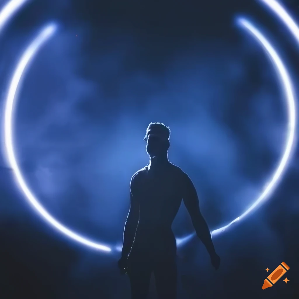 silhouette of a hero standing in front of a bright explosion