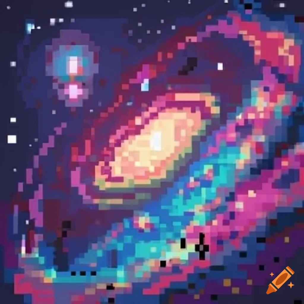 pixel art depiction of a galaxy