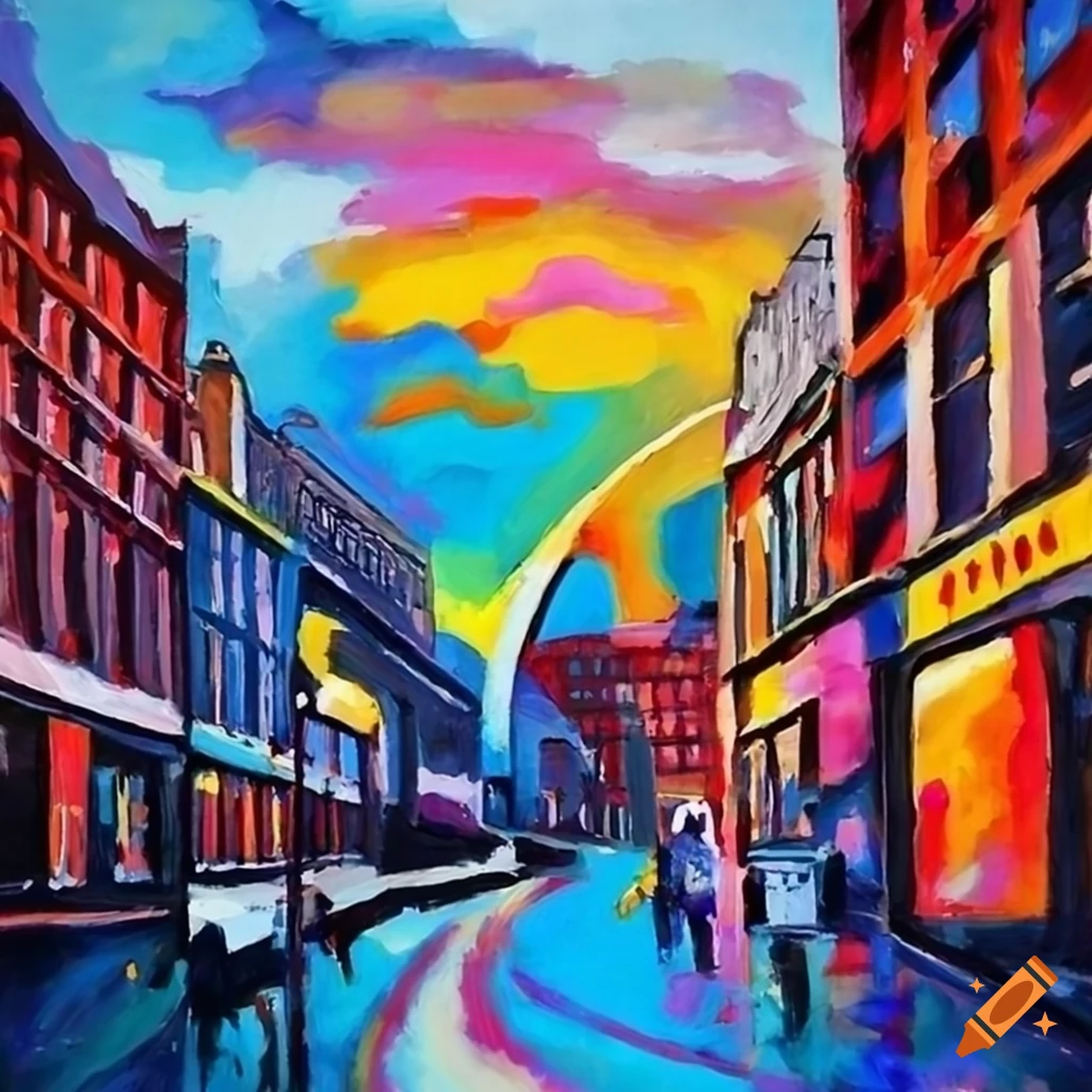 Kandinsky style painting of newcastle upon tyne on Craiyon