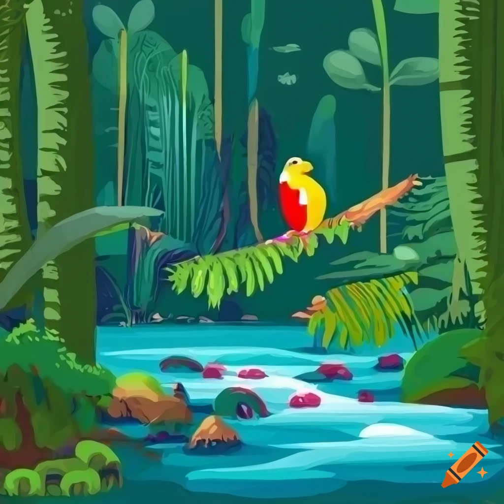 Colorful Rainforest Illustration For Children On Craiyon