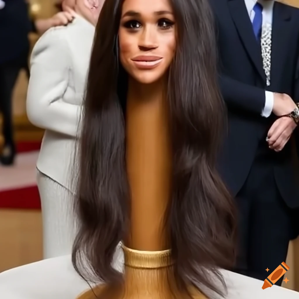 Meghan Markle styling head with long flowing hair