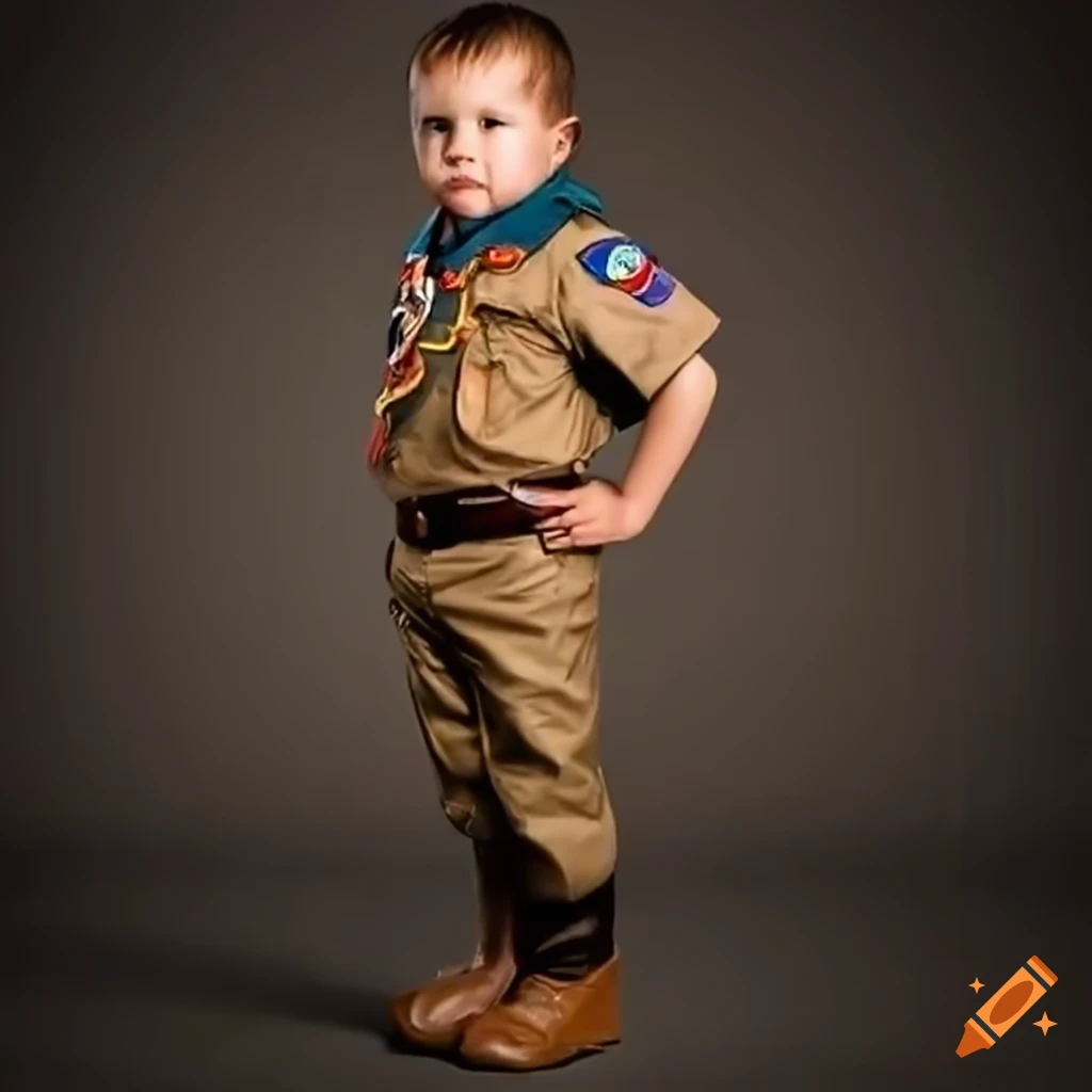 a boy scout and scout master in leather uniforms