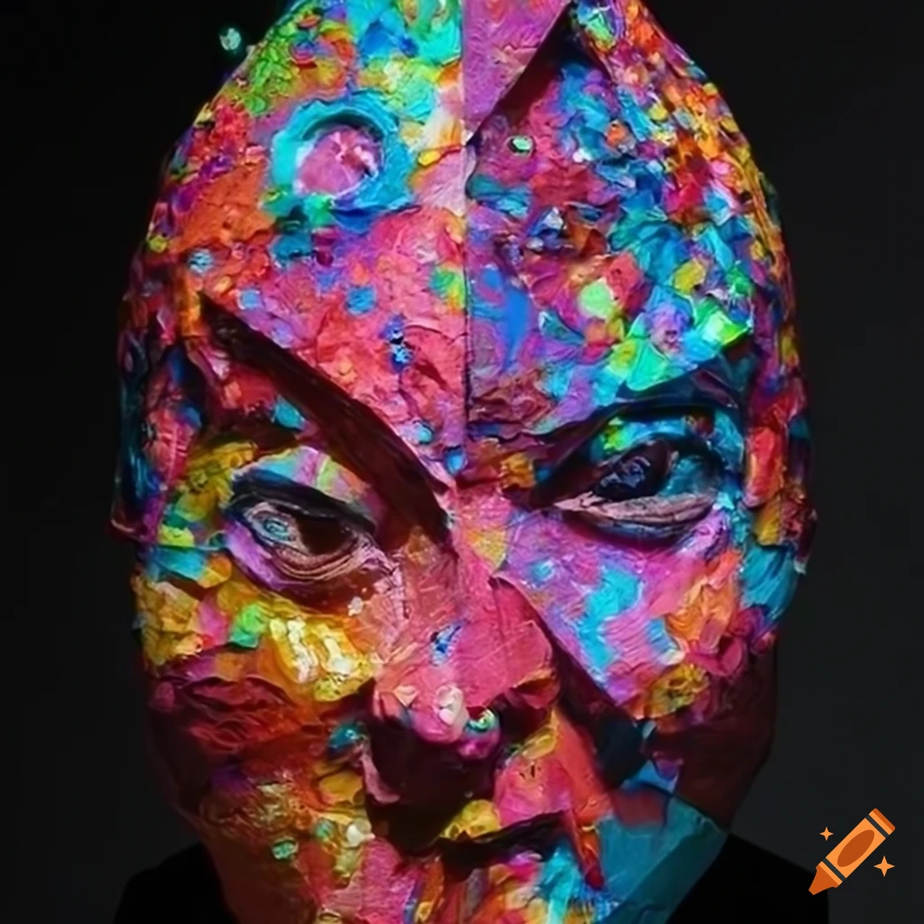 intricate and colourful origami sculpture