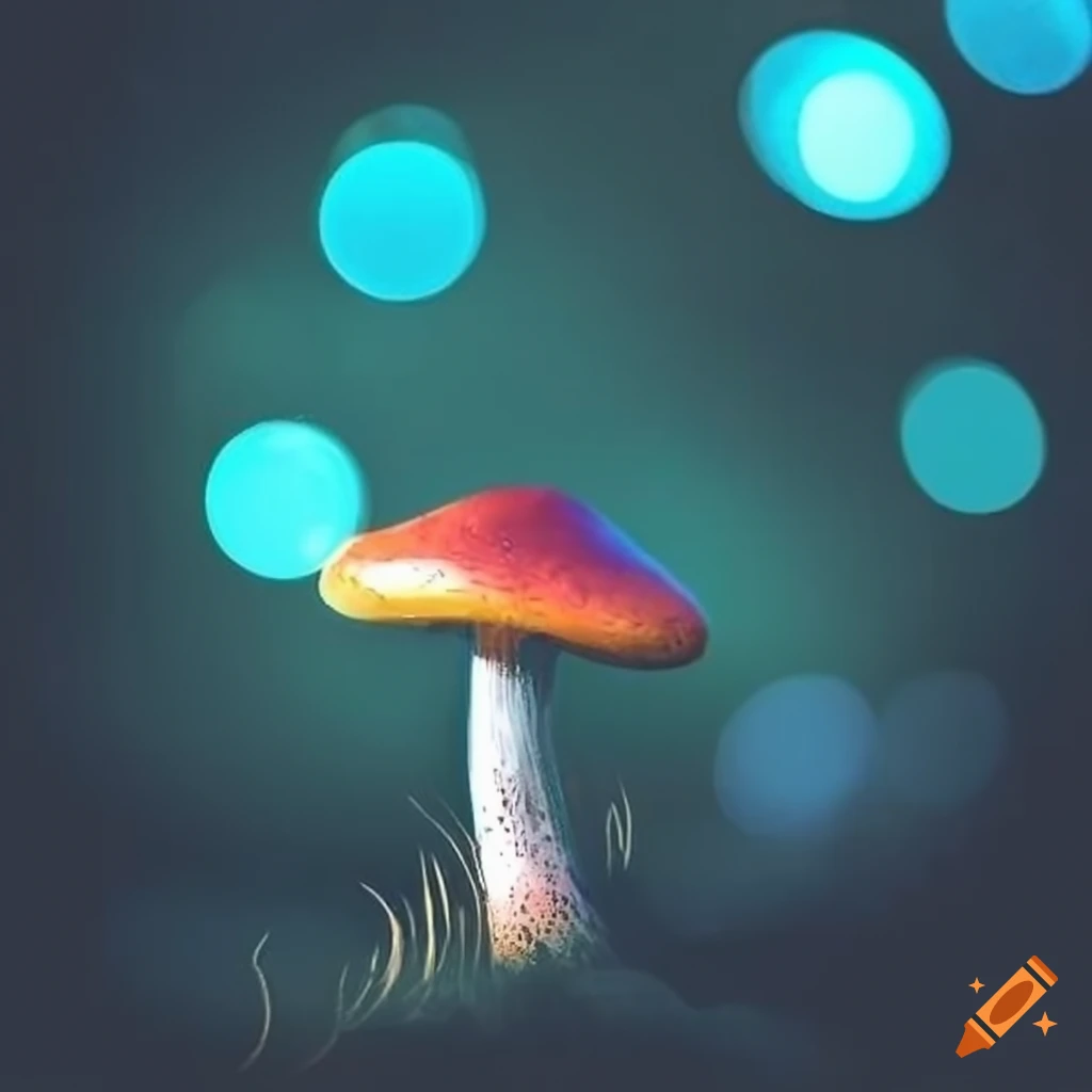 bokeh of mushrooms in a blurry background
