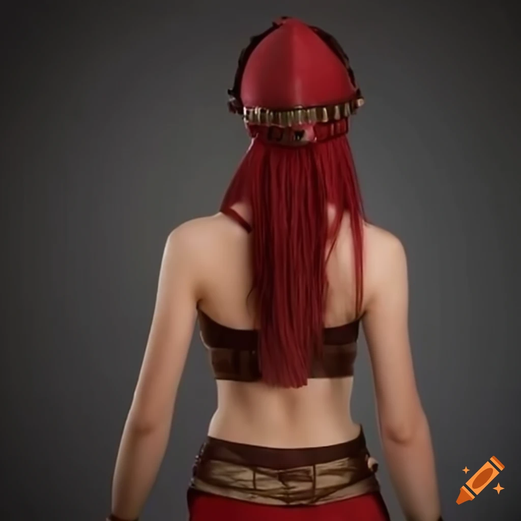 young female gladiator from behind