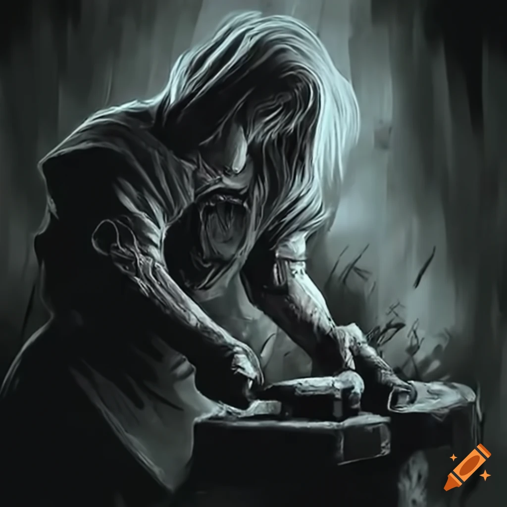 image of a skilled blacksmith forging a powerful weapon