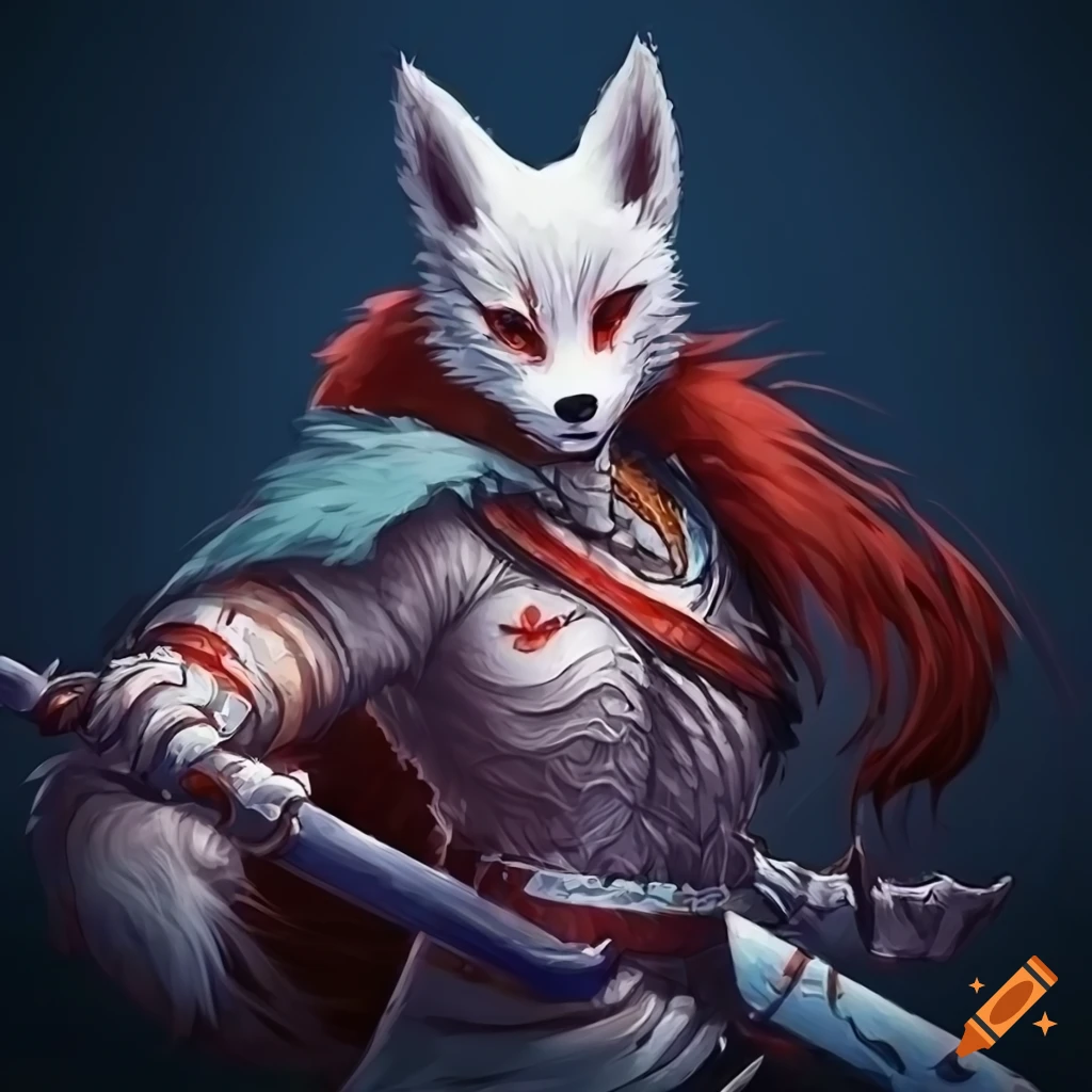 Image of a male kitsune warrior on Craiyon