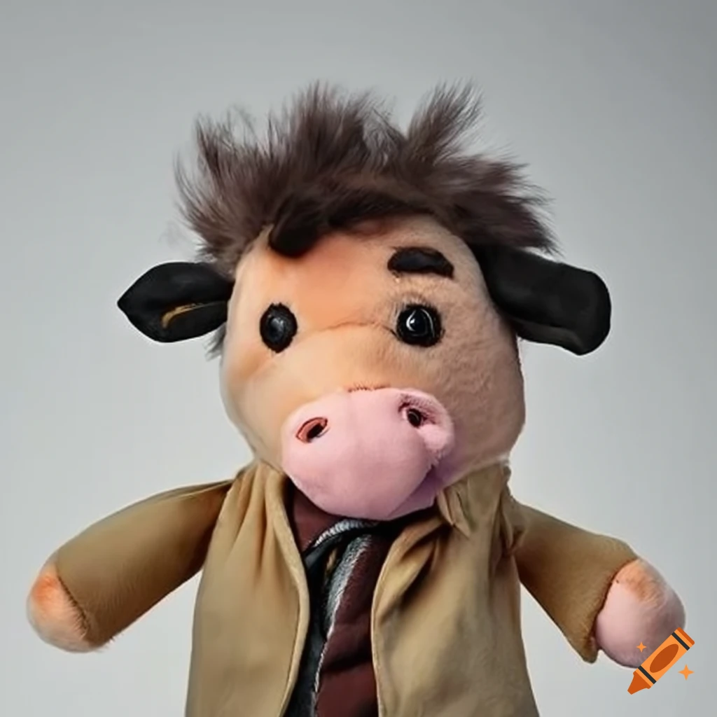 Lieutenant Columbo dressed Holstein cow stuffed animal