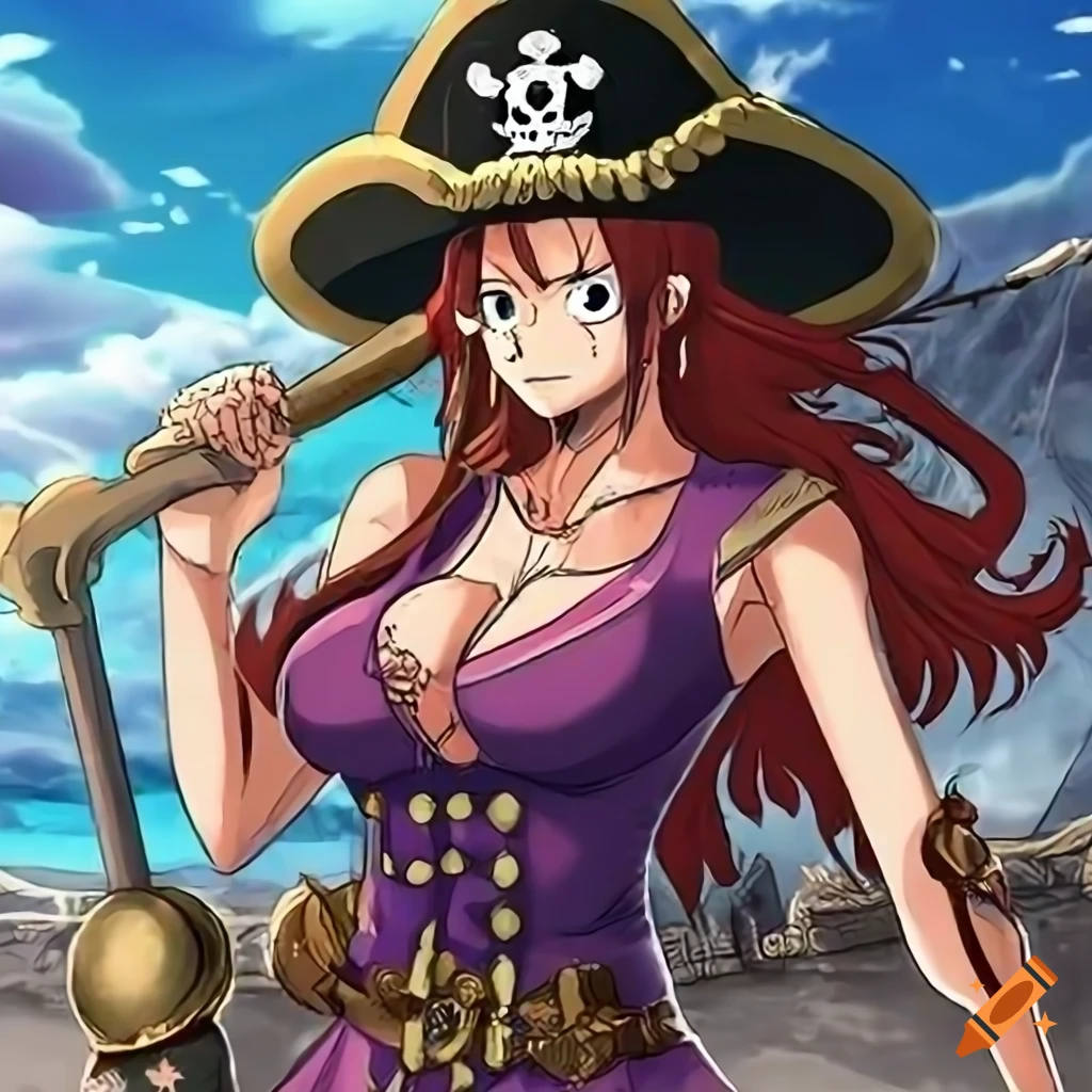 Beautiful female pirate captain in one piece art style on Craiyon