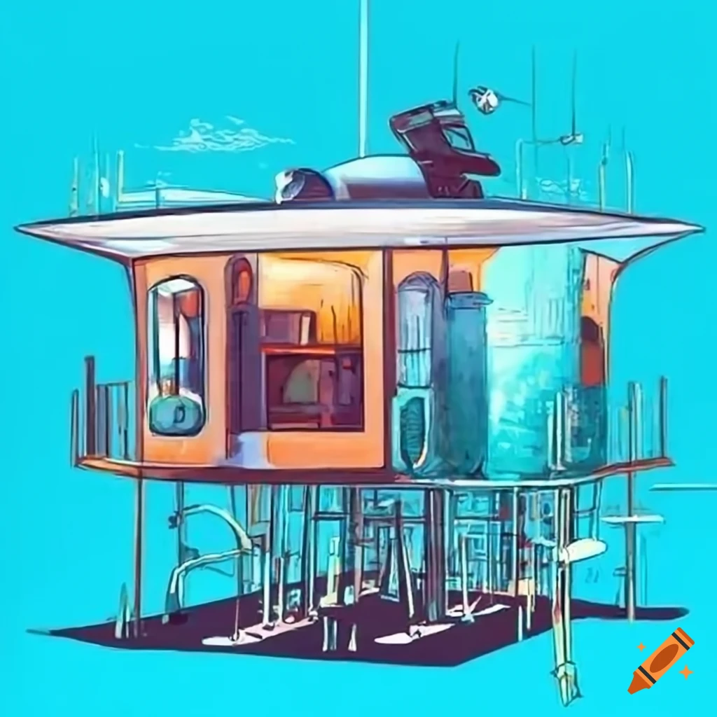 Retro futuristic Technical Drawing Of A Living Pod retro-futuristic-technical-drawing-of-a-living-pod
