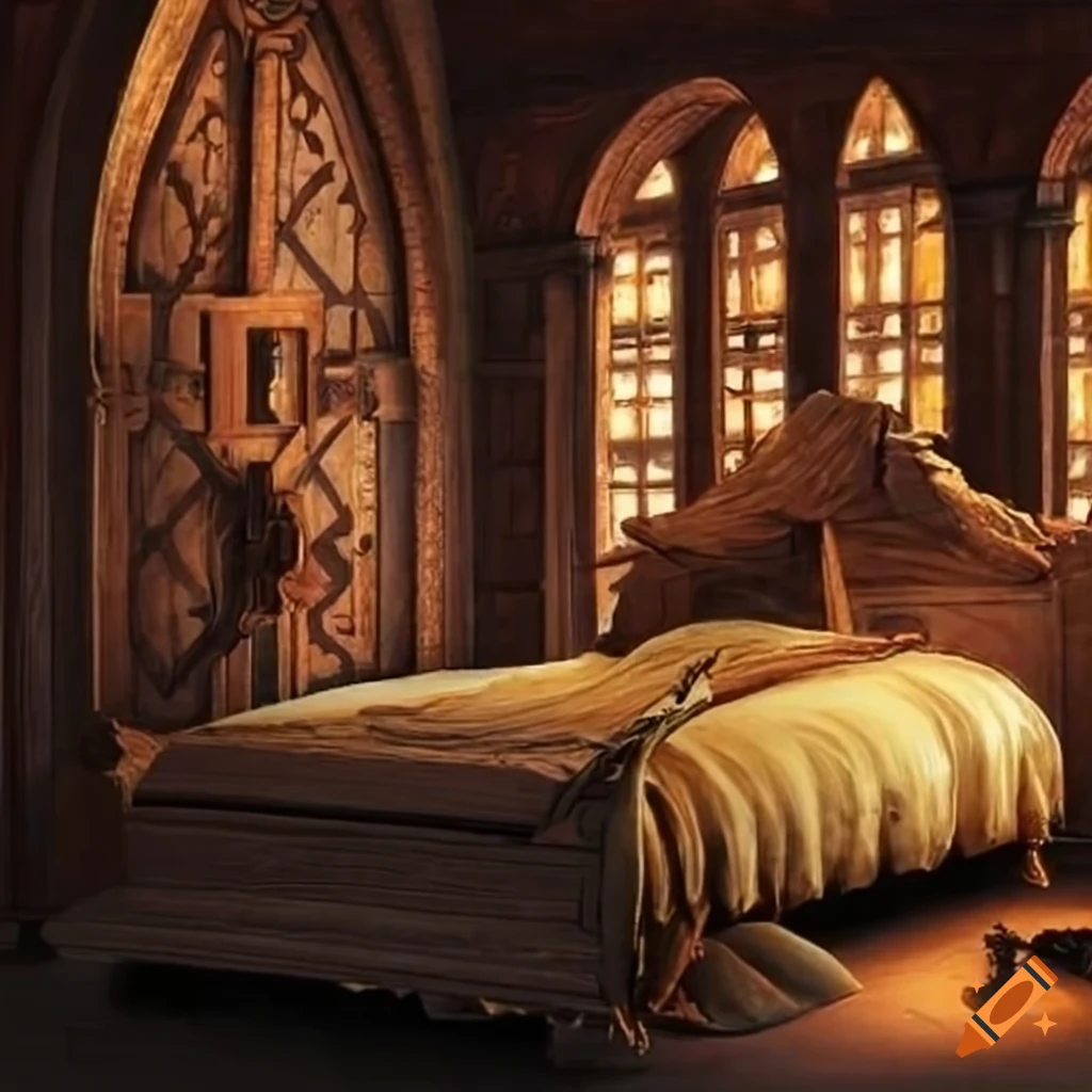 Cartoon hospital room with medieval decor for visual novel on Craiyon