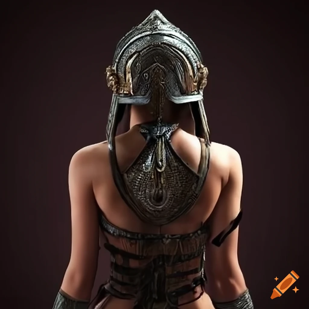 back view of a young female gladiator