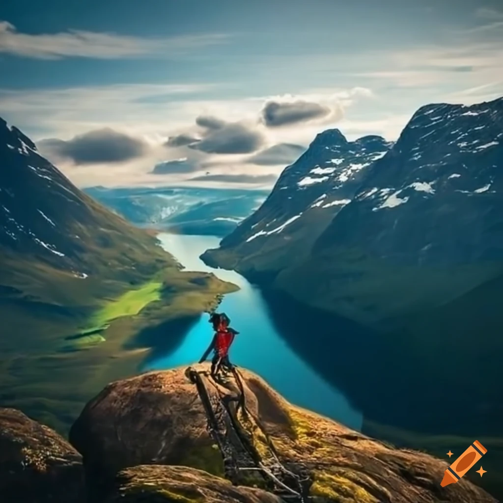 downhill biking in the beautiful nature of Norway