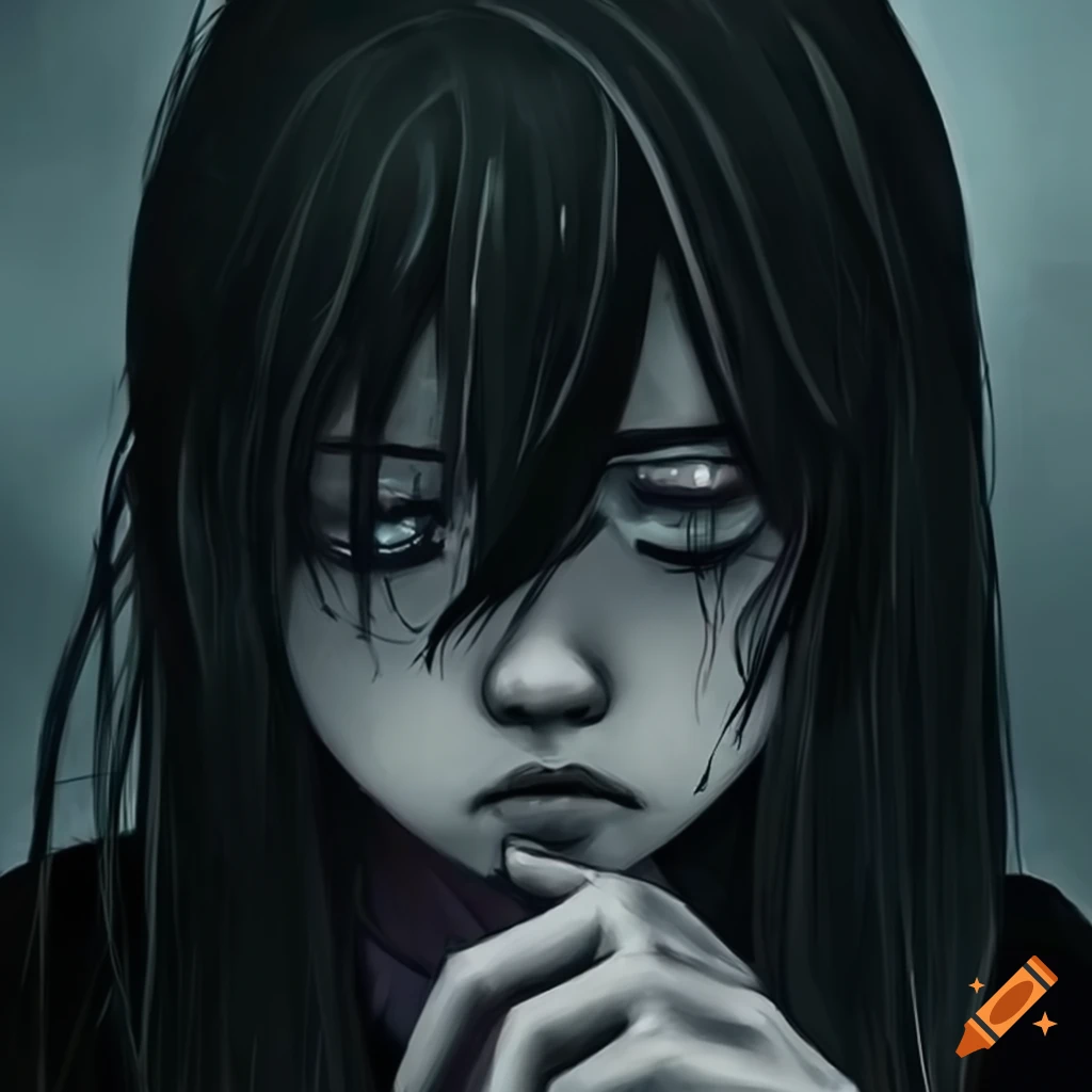 Desenho de pessoa triste dark
