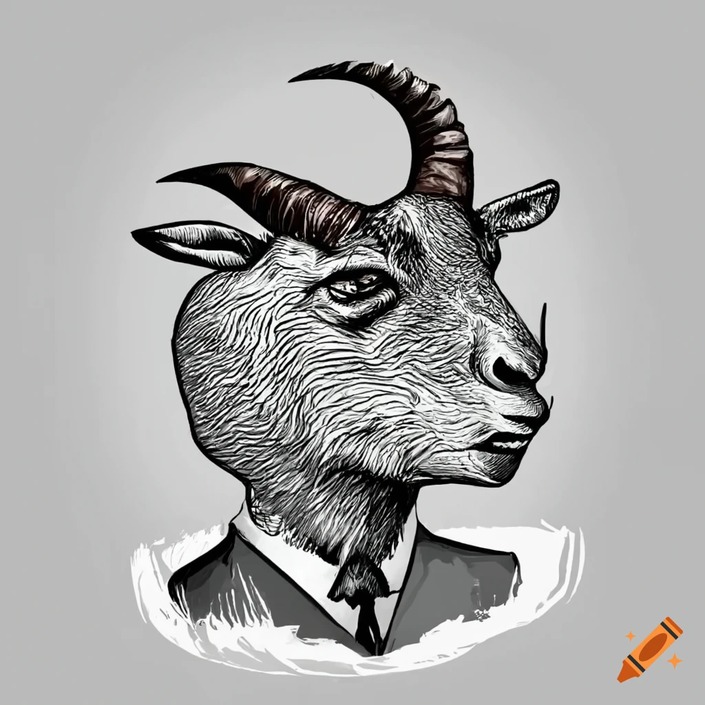 Image of a serious goat wearing a suit with the name "security goat" on