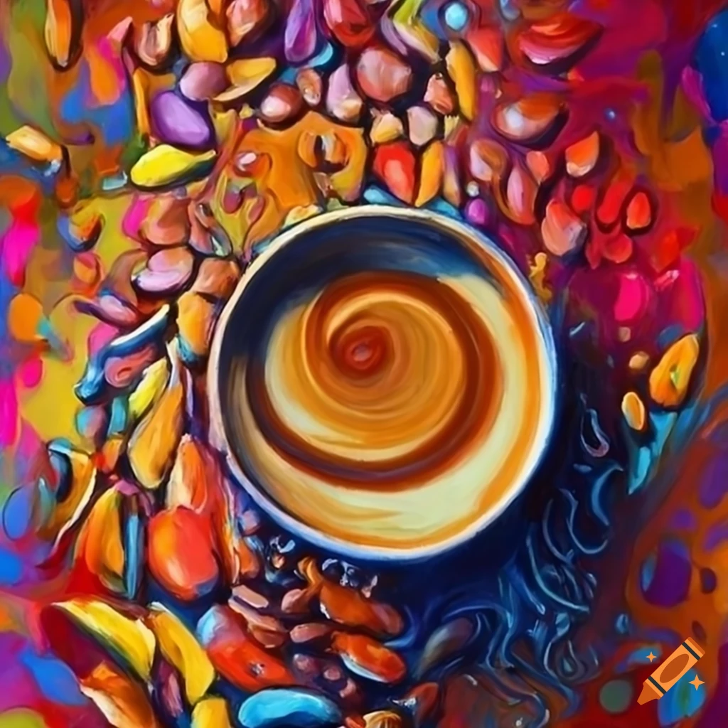 Colorful coffee painting on Craiyon