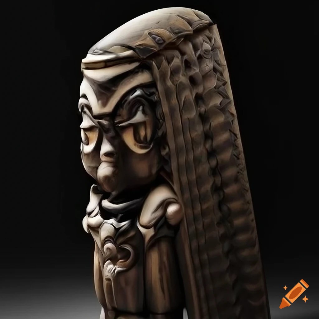 Detailed ebony ivory sculpture with architectural stave carving on Craiyon